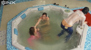 Clothed Catfight Turns Wet In The Jacuzzi Screencap 55 on www.sinx.com
