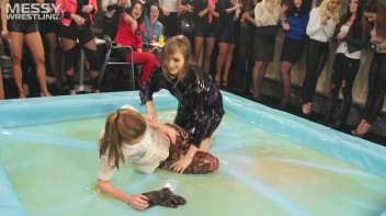 Messy Wrestling: Shiny, Slimy, And Ready To Rumble In Oil! Dunk This Bitch & Tear Her Clothes!!! Screencap 21 on www.sinx.com
