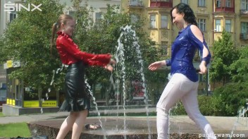 Fountain Fun, Two Cuties Getting Wet And Messy Screencap 24 on www.sinx.com