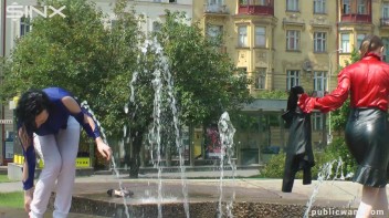 Fountain Fun, Two Cuties Getting Wet And Messy Screencap 27 on www.sinx.com