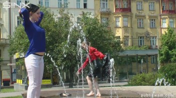 Fountain Fun, Two Cuties Getting Wet And Messy Screencap 28 on www.sinx.com