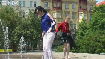 Fountain Fun, Two Cuties Getting Wet And Messy Screencap 29 on www.sinx.com