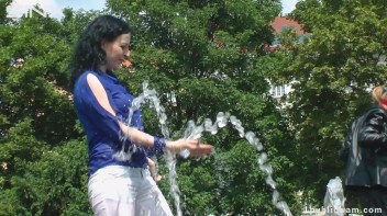 Fountain Fun, Two Cuties Getting Wet And Messy Screencap 8 on www.sinx.com