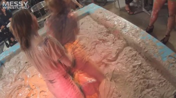 Muddy Wrestling: Short Shorts vs. Short Skirt Throwdown! Screencap 12 on www.sinx.com