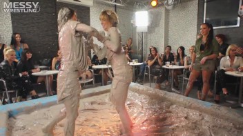 Muddy Wrestling: Short Shorts vs. Short Skirt Throwdown! Screencap 17 on www.sinx.com