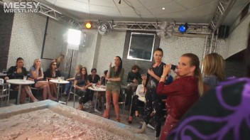 Muddy Wrestling: Short Shorts vs. Short Skirt Throwdown! Screencap 4 on www.sinx.com