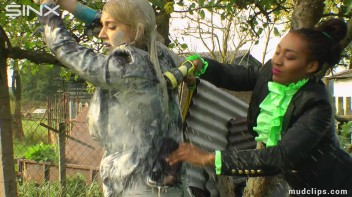 Mud Covered Blonde Gets A Good Washing Screencap 9 on www.sinx.com