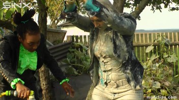 Mud Covered Blonde Gets A Good Washing Screencap 12 on www.sinx.com