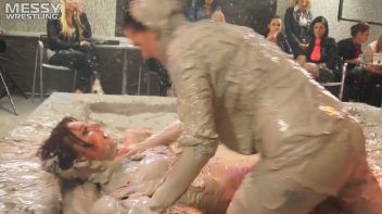 Muddy Wrestling: Roughin' Up The Ring In Leather! 2 Amateur Battles - Audience vs. Audience Screencap 9 on www.sinx.com