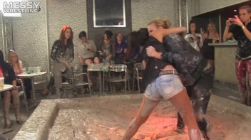 Muddy Wrestling: Roughin' Up The Ring In Leather! 2 Amateur Battles - Audience vs. Audience Screencap 39 on www.sinx.com