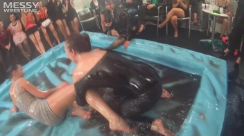 Messy Wrestling: Stylish, Feisty, And Ready To Rock That Oil!  4 Action Cam Battles With 8 Crazy Babes!! Screencap 85 on www.sinx.com