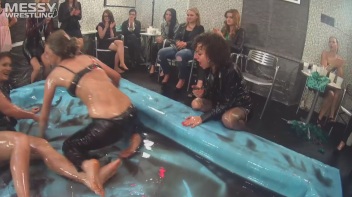 Messy Wrestling: Stylish, Feisty, And Ready To Rock That Oil!  4 Action Cam Battles With 8 Crazy Babes!! Screencap 99 on www.sinx.com