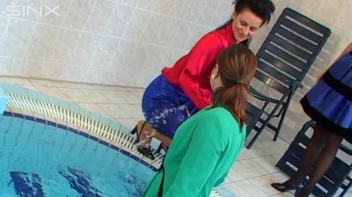 Pool Fun For Satin Clad Babes Screencap 14 on www.sinx.com