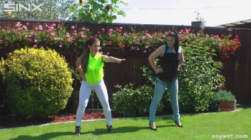 Cute Babes Get Soaked During Exercise - Cam 1 Screencap 1 on www.sinx.com