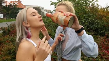 Drink Swapping Blondes Get Wet And Messy Screencap 18 on www.sinx.com