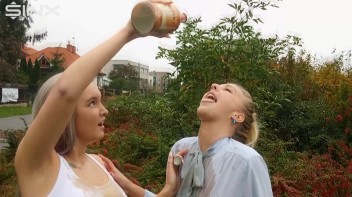 Drink Swapping Blondes Get Wet And Messy Screencap 22 on www.sinx.com