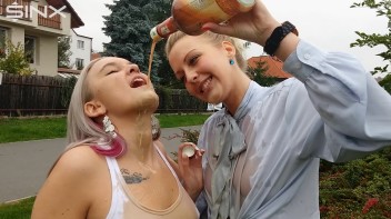 Drink Swapping Blondes Get Wet And Messy Screencap 28 on www.sinx.com