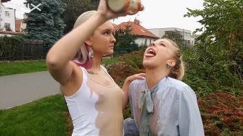 Drink Swapping Blondes Get Wet And Messy Screencap 36 on www.sinx.com