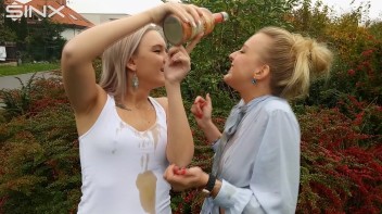 Drink Swapping Blondes Get Wet And Messy Screencap 8 on www.sinx.com