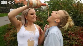 Drink Swapping Blondes Get Wet And Messy Screencap 11 on www.sinx.com