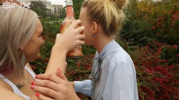 Drink Swapping Blondes Get Wet And Messy Screencap 13 on www.sinx.com