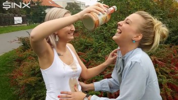 Drink Swapping Blondes Get Wet And Messy Screencap 14 on www.sinx.com
