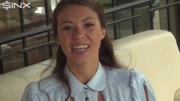 Brunette Licks Cum From Her Ripped Clothes Screencap 2 on www.sinx.com