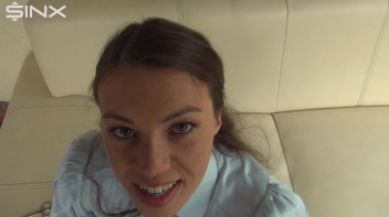 Brunette Licks Cum From Her Ripped Clothes Screencap 4 on www.sinx.com