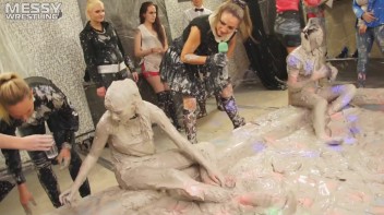 Messy Wrestling: Two Battles - No One Stops Until They're Fully Slopped! Screencap 26 on www.sinx.com