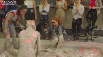 Messy Wrestling: Two Battles - No One Stops Until They're Fully Slopped! Screencap 35 on www.sinx.com