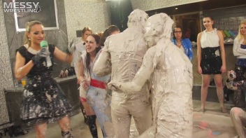 Messy Wrestling: Two Battles - No One Stops Until They're Fully Slopped! Screencap 48 on www.sinx.com