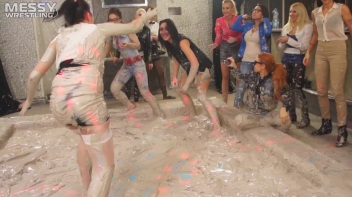 Messy Wrestling: Two Battles - No One Stops Until They're Fully Slopped! Screencap 56 on www.sinx.com