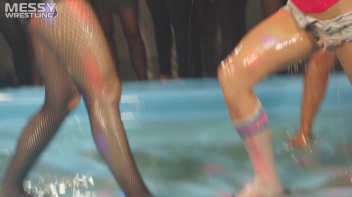 Messy Wrestling: Hip Chicks Get Their Oil Fix - No Stopping Till They Reach The Panties! Screencap 17 on www.sinx.com