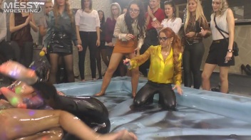Messy Wrestling: Royal Oil Smackdown - Get Her Down And Slop Around! 2 Audience Fights! Screencap 38 on www.sinx.com