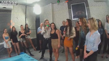 Messy Wrestling: Royal Oil Smackdown - Get Her Down And Slop Around! 2 Audience Fights! Screencap 4 on www.sinx.com