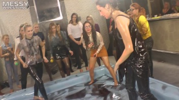 Messy Wrestling: Royal Oil Smackdown - Get Her Down And Slop Around! 2 Audience Fights! Screencap 60 on www.sinx.com