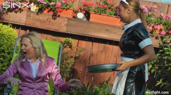 Blonde Fights Her Maid In The Pool Screencap 13 on www.sinx.com