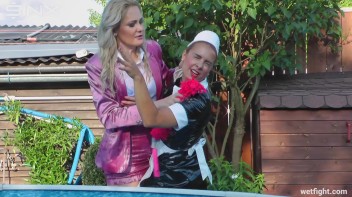 Blonde Fights Her Maid In The Pool Screencap 25 on www.sinx.com