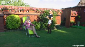 Blonde Fights Her Maid In The Pool Screencap 3 on www.sinx.com