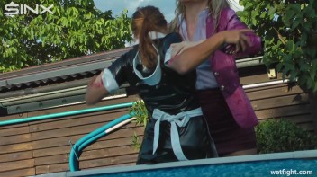 Blonde Fights Her Maid In The Pool Screencap 35 on www.sinx.com