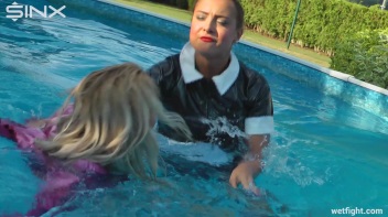 Blonde Fights Her Maid In The Pool Screencap 43 on www.sinx.com