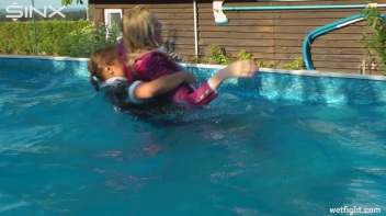 Blonde Fights Her Maid In The Pool Screencap 46 on www.sinx.com