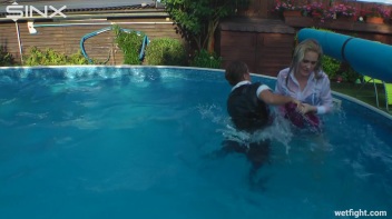 Blonde Fights Her Maid In The Pool Screencap 48 on www.sinx.com