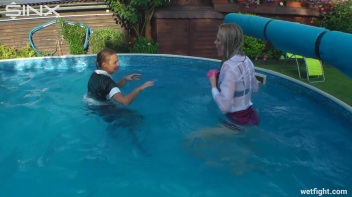 Blonde Fights Her Maid In The Pool Screencap 49 on www.sinx.com