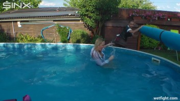 Blonde Fights Her Maid In The Pool Screencap 59 on www.sinx.com