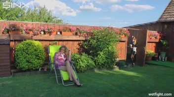 Blonde Fights Her Maid In The Pool Screencap 6 on www.sinx.com