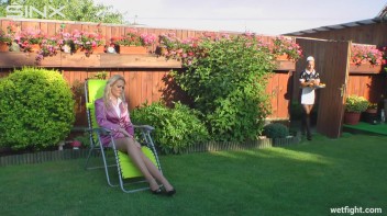 Blonde Fights Her Maid In The Pool Screencap 7 on www.sinx.com