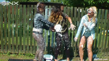 Messy paint wrestling and spanking with three gorgeous girls Screencap 12 on www.sinx.com