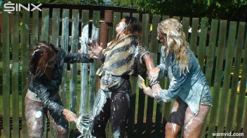 Messy paint wrestling and spanking with three gorgeous girls Screencap 15 on www.sinx.com