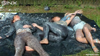 Messy paint wrestling and spanking with three gorgeous girls Screencap 37 on www.sinx.com